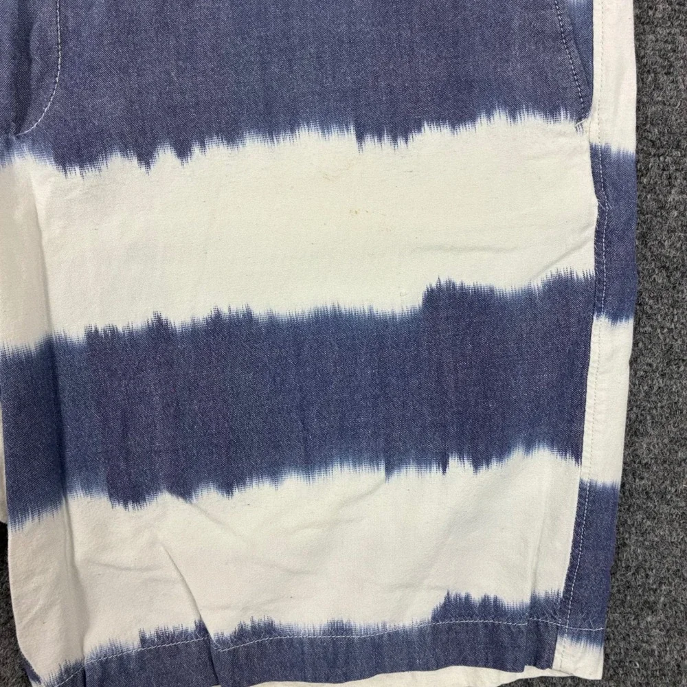 Banana Republic Mens 36 Blue White Tie Dye Striped Cotton Chino Shorts Summer